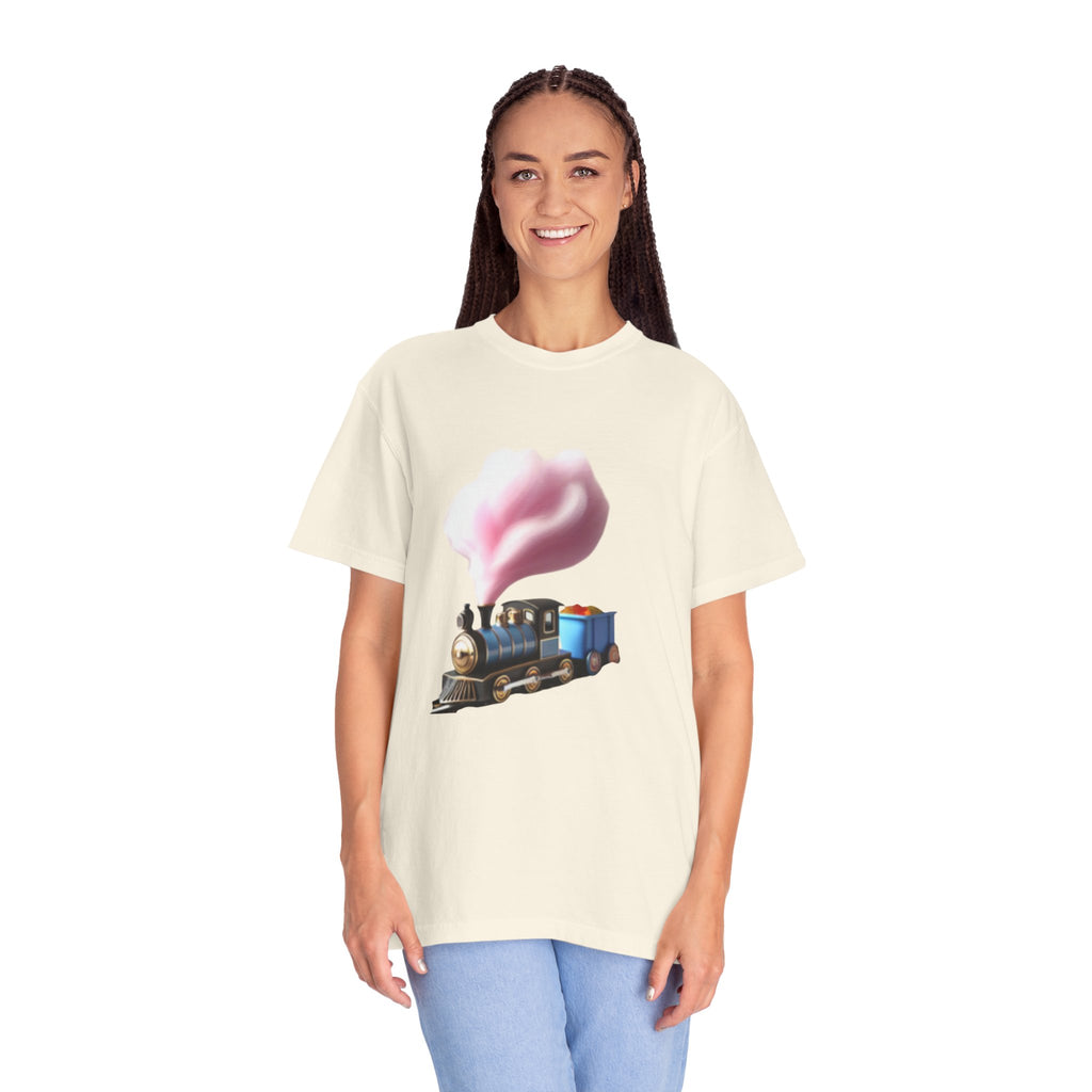 Vintage Steam Train T-Shirt with cotton candy’s Pink Smoke .—