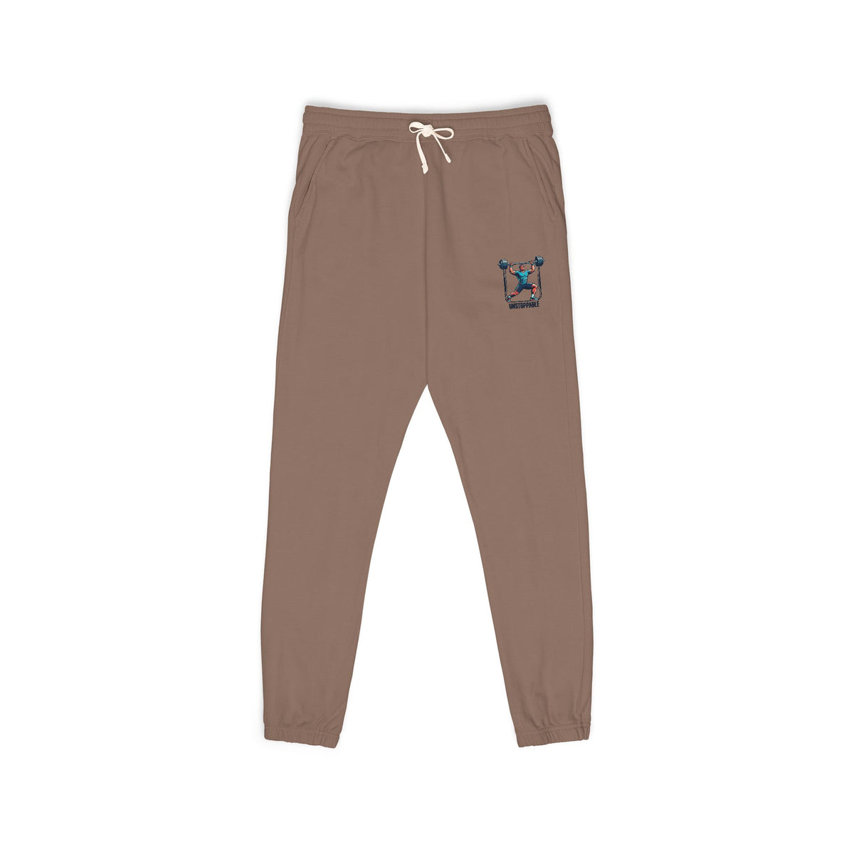 UNSTOPPABLE Embroidered Pocket Cat Sweatpants — Cozy Garment-Dyed Fleece Joggers