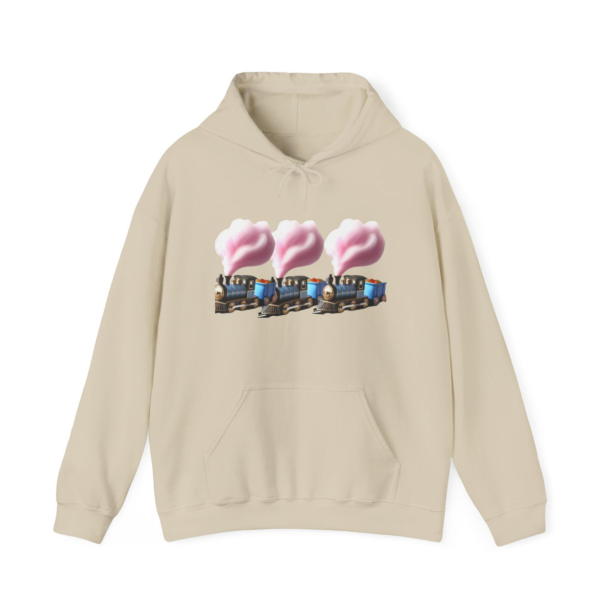 Cotton Candy Train Hoodie — Whimsical Retro Locomotive Sweatshirt