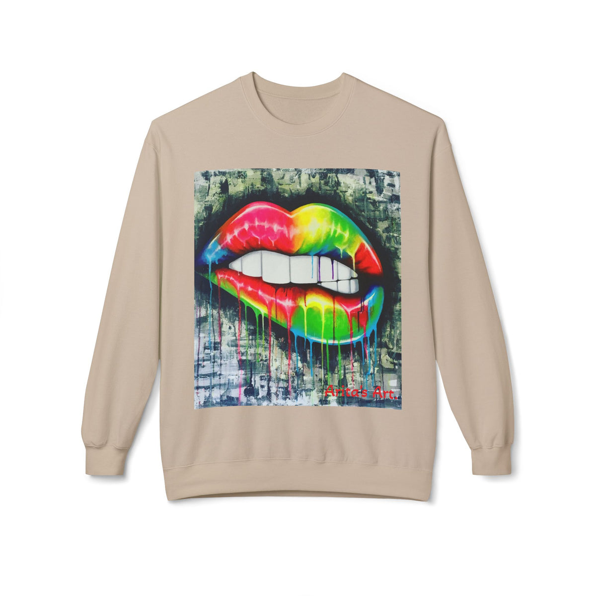 THE KISS Neon Graffiti Bite Lips Art