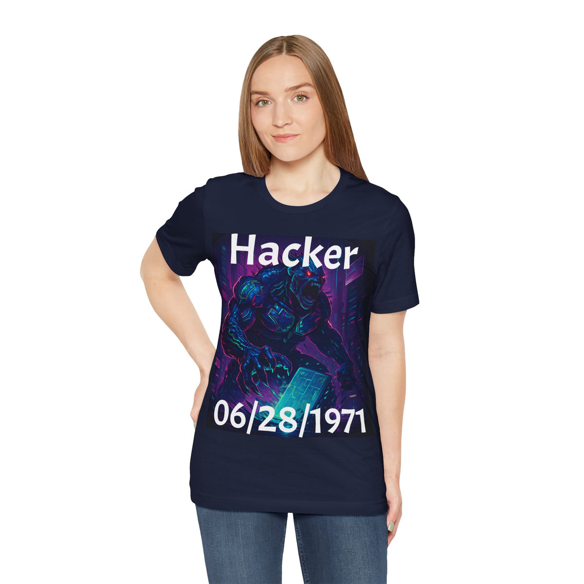 HACKER— '06/28/1971' Graphic tee. Dark Creature Illustration