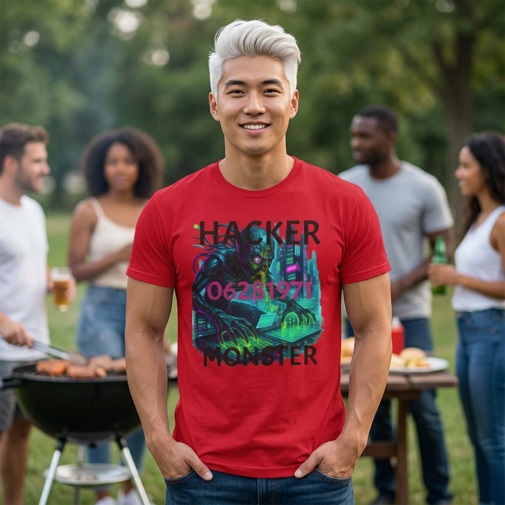 HACKER Monster Tee — Cyberpunk Cthulhu Graphic T-Shirt (06/28/1971)