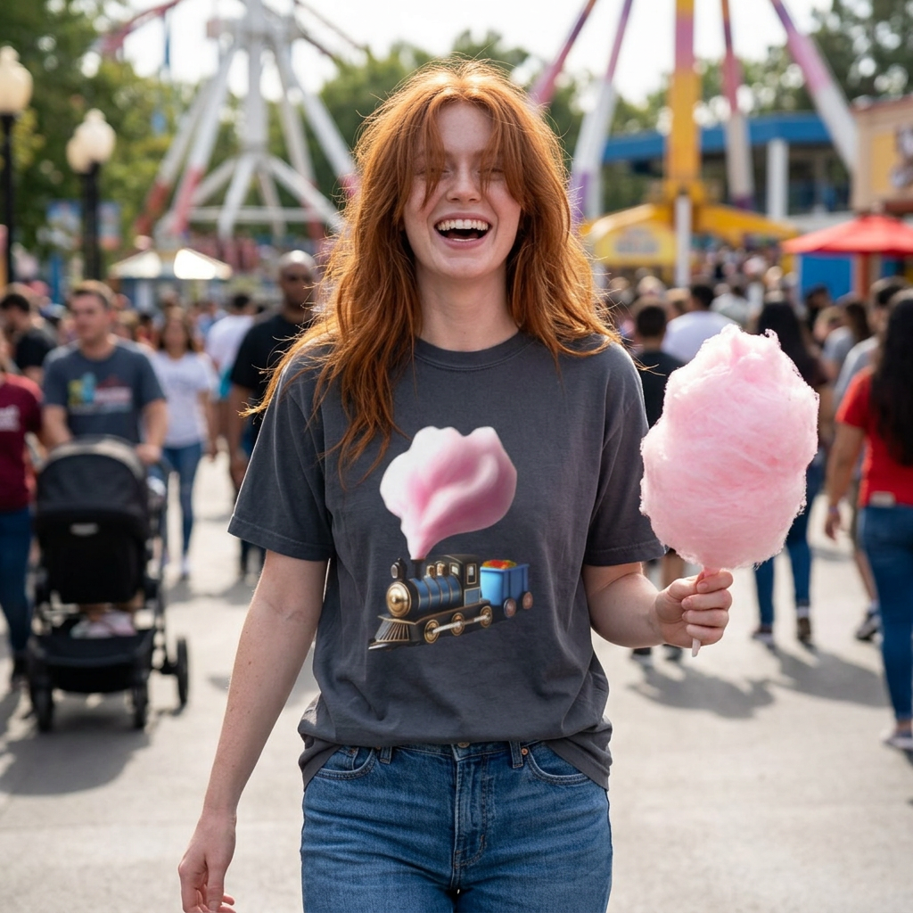 Vintage Steam Train T-Shirt with cotton candy’s Pink Smoke .—