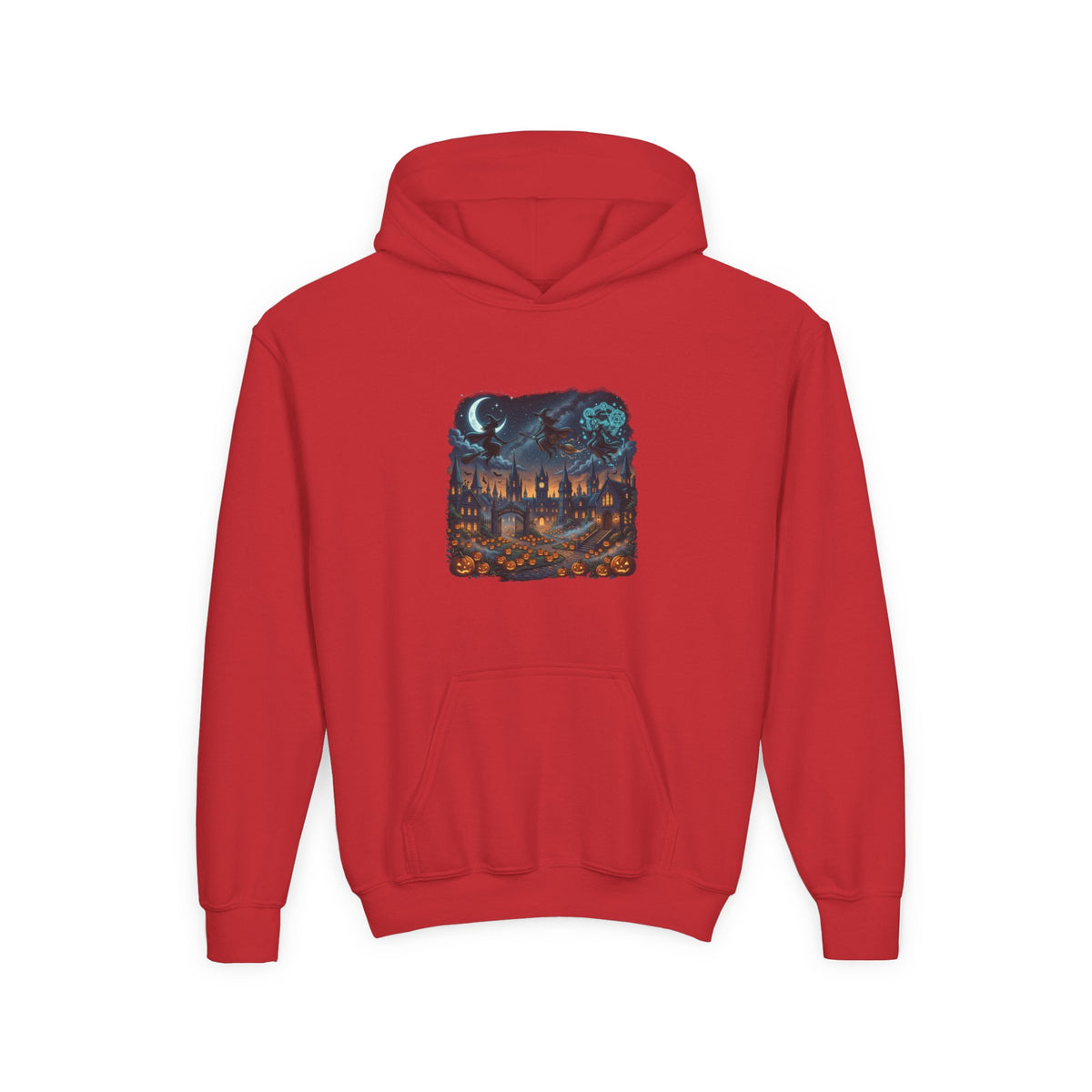 HALLOWEEN Youth Hoodie — Cozy Autumn Cabin Night Illustration