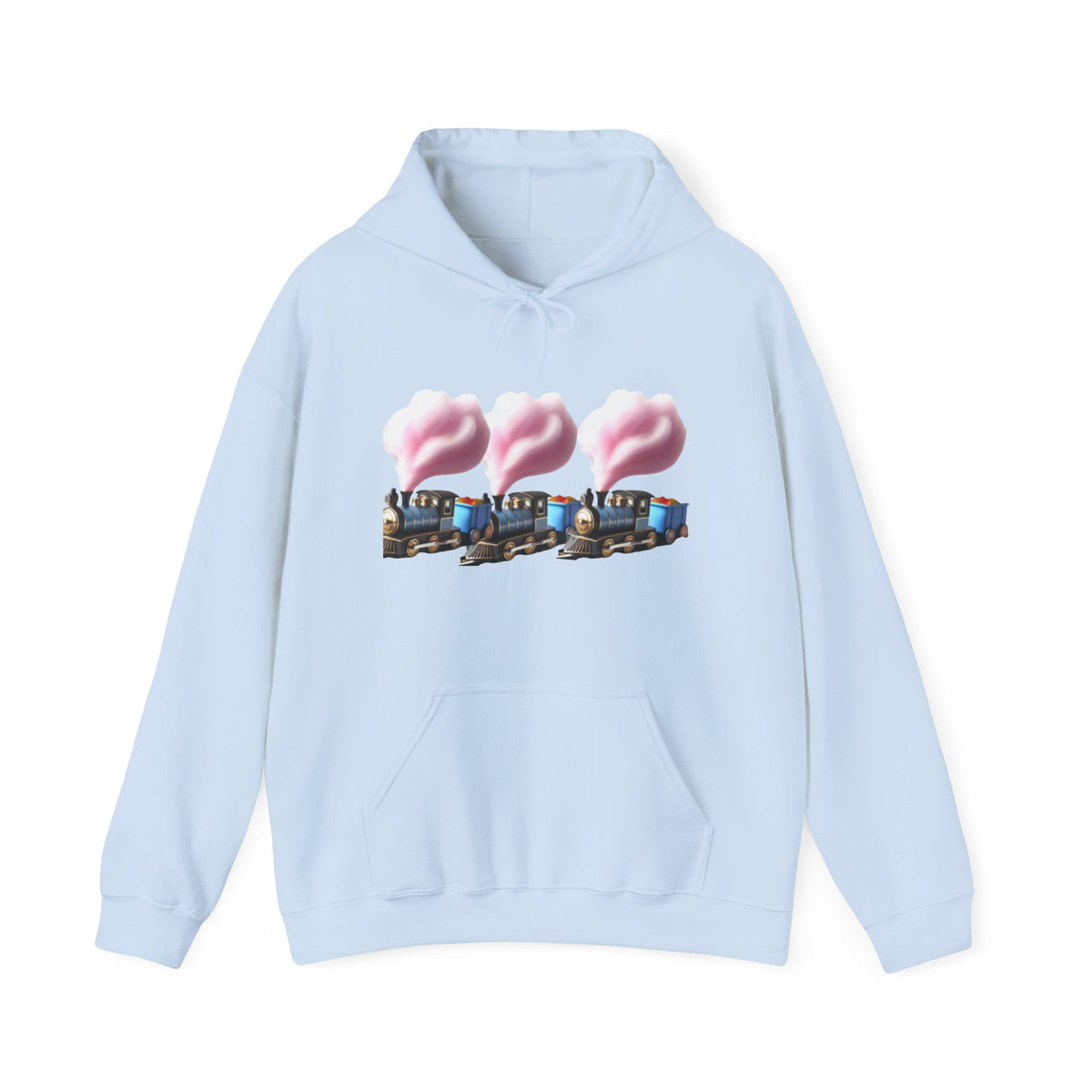 Cotton Candy Train Hoodie — Whimsical Retro Locomotive Sweatshirt